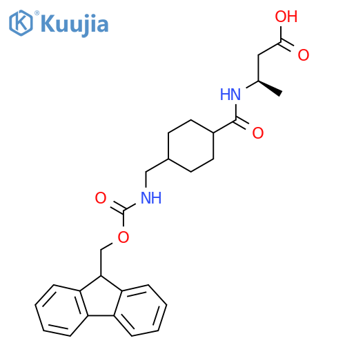 (3R)-3-{(1r,4r)-4-({(9H-fluoren-9-yl)methoxycarbonyl}amino)methylcyclohexylformamido}butanoic acid structure