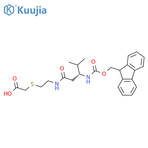2-({2-(3R)-3-({(9H-fluoren-9-yl)methoxycarbonyl}amino)-4-methylpentanamidoethyl}sulfanyl)acetic acid structure
