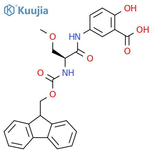 5-(2S)-2-({(9H-fluoren-9-yl)methoxycarbonyl}amino)-3-methoxypropanamido-2-hydroxybenzoic acid structure