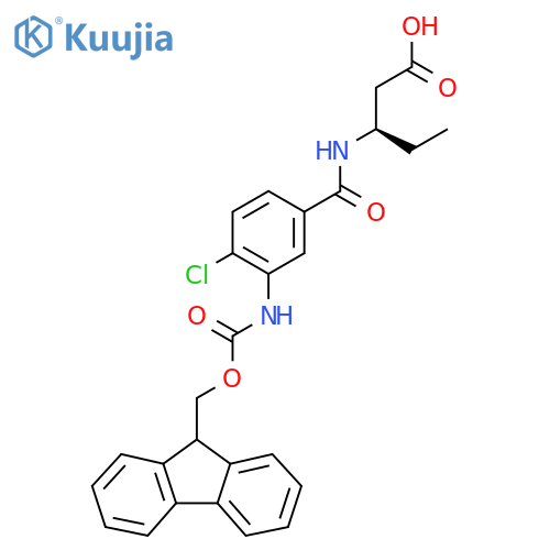 (3R)-3-{4-chloro-3-({(9H-fluoren-9-yl)methoxycarbonyl}amino)phenylformamido}pentanoic acid structure