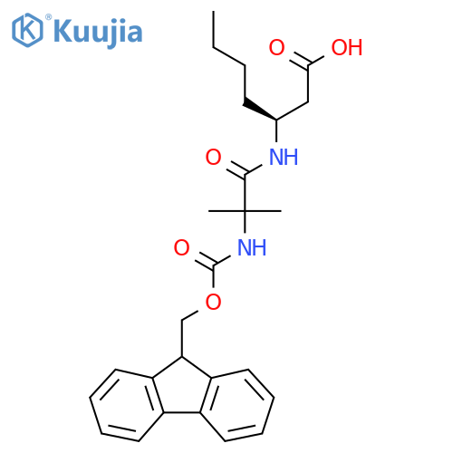 (3S)-3-2-({(9H-fluoren-9-yl)methoxycarbonyl}amino)-2-methylpropanamidoheptanoic acid structure