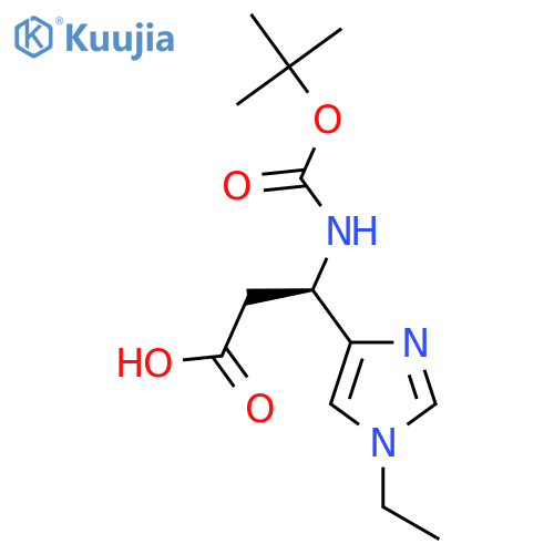 (3R)-3-{(tert-butoxy)carbonylamino}-3-(1-ethyl-1H-imidazol-4-yl)propanoic acid structure