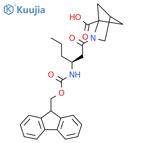 2-(3S)-3-({(9H-fluoren-9-yl)methoxycarbonyl}amino)hexanoyl-2-azabicyclo2.1.1hexane-1-carboxylic acid structure