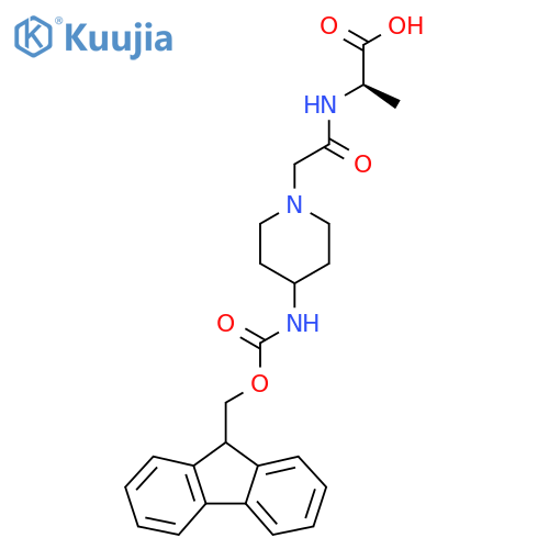 (2R)-2-{2-4-({(9H-fluoren-9-yl)methoxycarbonyl}amino)piperidin-1-ylacetamido}propanoic acid structure