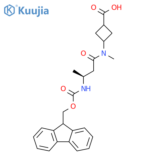 3-(3S)-3-({(9H-fluoren-9-yl)methoxycarbonyl}amino)-N-methylbutanamidocyclobutane-1-carboxylic acid structure