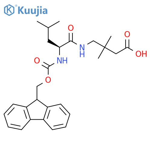 4-(2S)-2-({(9H-fluoren-9-yl)methoxycarbonyl}amino)-4-methylpentanamido-3,3-dimethylbutanoic acid structure
