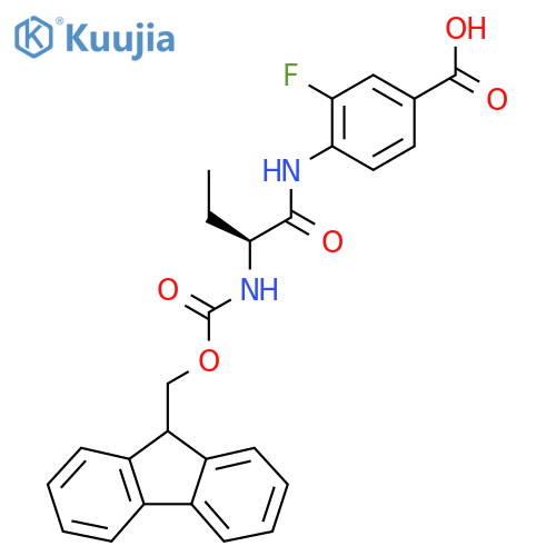 4-(2S)-2-({(9H-fluoren-9-yl)methoxycarbonyl}amino)butanamido-3-fluorobenzoic acid structure