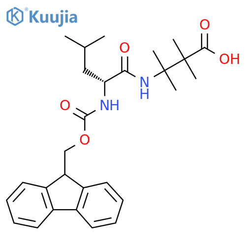 3-(2R)-2-({(9H-fluoren-9-yl)methoxycarbonyl}amino)-4-methylpentanamido-2,2,3-trimethylbutanoic acid structure