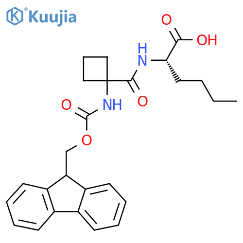 (2S)-2-{1-({(9H-fluoren-9-yl)methoxycarbonyl}amino)cyclobutylformamido}hexanoic acid structure