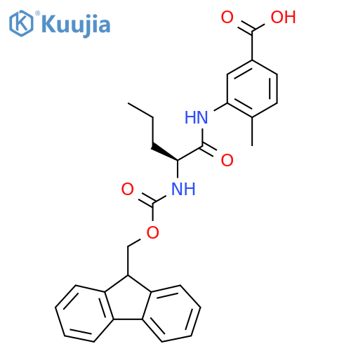 3-(2S)-2-({(9H-fluoren-9-yl)methoxycarbonyl}amino)pentanamido-4-methylbenzoic acid structure