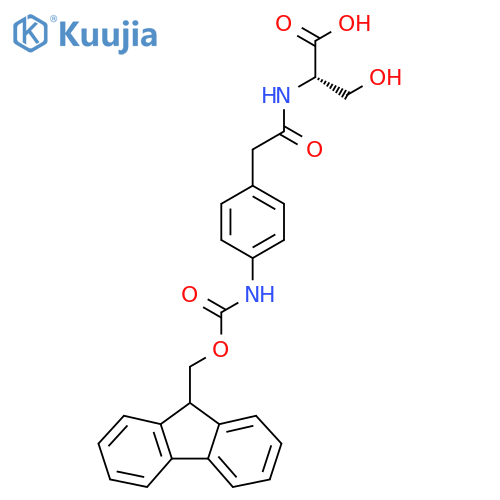 (2S)-2-{2-4-({(9H-fluoren-9-yl)methoxycarbonyl}amino)phenylacetamido}-3-hydroxypropanoic acid structure