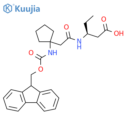 (3S)-3-{2-1-({(9H-fluoren-9-yl)methoxycarbonyl}amino)cyclopentylacetamido}pentanoic acid structure