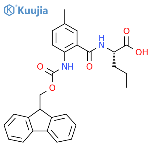 (2S)-2-{2-({(9H-fluoren-9-yl)methoxycarbonyl}amino)-5-methylphenylformamido}pentanoic acid structure
