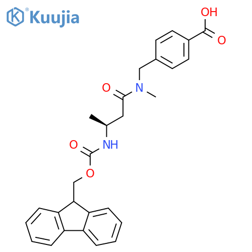 4-{(3S)-3-({(9H-fluoren-9-yl)methoxycarbonyl}amino)-N-methylbutanamidomethyl}benzoic acid structure