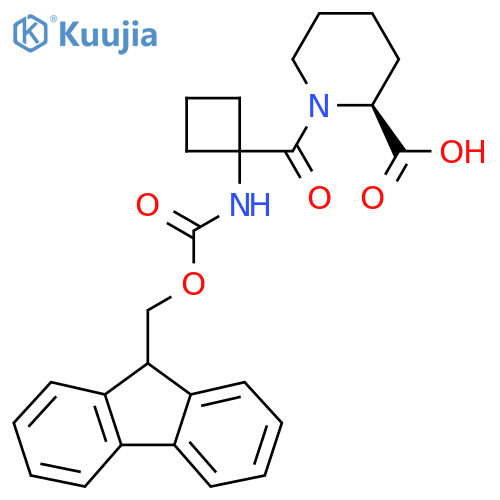 (2S)-1-1-({(9H-fluoren-9-yl)methoxycarbonyl}amino)cyclobutanecarbonylpiperidine-2-carboxylic acid structure