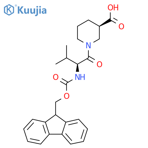 (3R)-1-(2S)-2-({(9H-fluoren-9-yl)methoxycarbonyl}amino)-3-methylbutanoylpiperidine-3-carboxylic acid structure