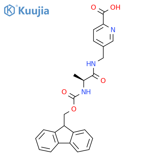 5-{(2S)-2-({(9H-fluoren-9-yl)methoxycarbonyl}amino)propanamidomethyl}pyridine-2-carboxylic acid structure