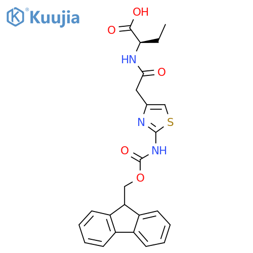(2R)-2-{2-2-({(9H-fluoren-9-yl)methoxycarbonyl}amino)-1,3-thiazol-4-ylacetamido}butanoic acid structure