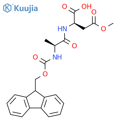 (2R)-2-(2S)-2-({(9H-fluoren-9-yl)methoxycarbonyl}amino)propanamido-4-methoxy-4-oxobutanoic acid structure