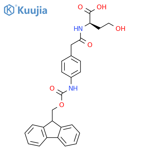 (2R)-2-{2-4-({(9H-fluoren-9-yl)methoxycarbonyl}amino)phenylacetamido}-4-hydroxybutanoic acid structure