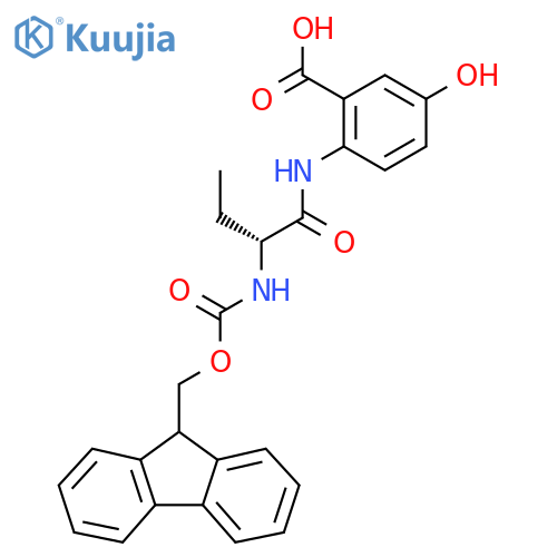 2-(2R)-2-({(9H-fluoren-9-yl)methoxycarbonyl}amino)butanamido-5-hydroxybenzoic acid structure