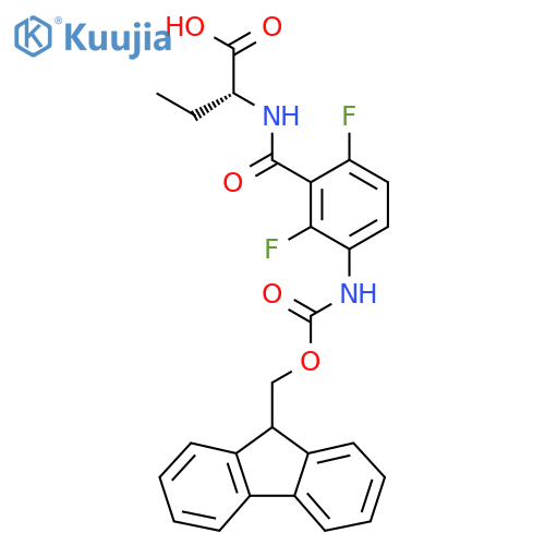 (2R)-2-{3-({(9H-fluoren-9-yl)methoxycarbonyl}amino)-2,6-difluorophenylformamido}butanoic acid structure