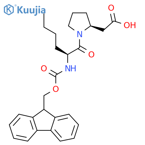 2-(2S)-1-(2S)-2-({(9H-fluoren-9-yl)methoxycarbonyl}amino)hexanoylpyrrolidin-2-ylacetic acid structure