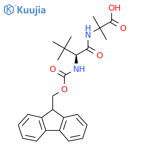 2-(2S)-2-({(9H-fluoren-9-yl)methoxycarbonyl}amino)-3,3-dimethylbutanamido-2-methylpropanoic acid structure