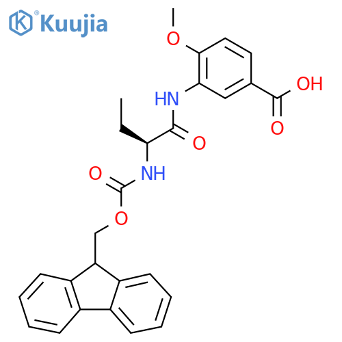 3-(2S)-2-({(9H-fluoren-9-yl)methoxycarbonyl}amino)butanamido-4-methoxybenzoic acid structure