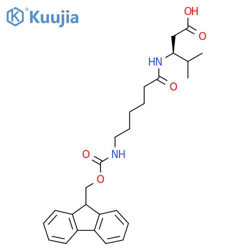 (3S)-3-6-({(9H-fluoren-9-yl)methoxycarbonyl}amino)hexanamido-4-methylpentanoic acid structure