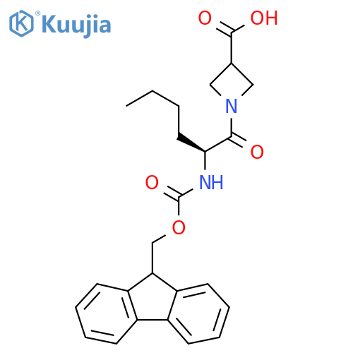 1-(2S)-2-({(9H-fluoren-9-yl)methoxycarbonyl}amino)hexanoylazetidine-3-carboxylic acid structure