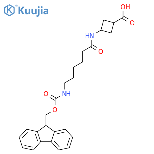 (1r,3r)-3-6-({(9H-fluoren-9-yl)methoxycarbonyl}amino)hexanamidocyclobutane-1-carboxylic acid structure