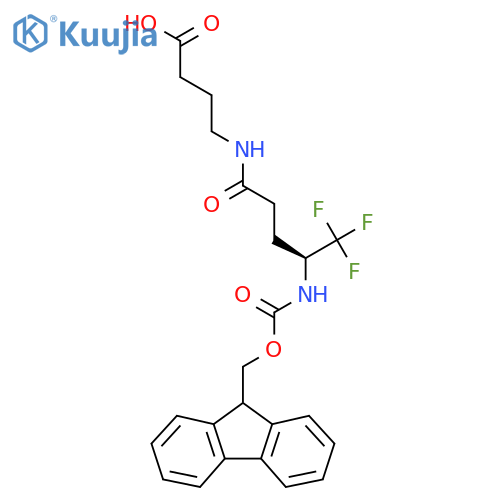 4-(4S)-4-({(9H-fluoren-9-yl)methoxycarbonyl}amino)-5,5,5-trifluoropentanamidobutanoic acid structure
