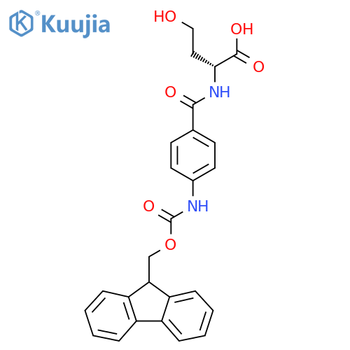 (2R)-2-{4-({(9H-fluoren-9-yl)methoxycarbonyl}amino)phenylformamido}-4-hydroxybutanoic acid structure