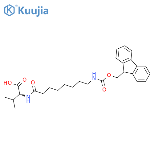 (2R)-2-8-({(9H-fluoren-9-yl)methoxycarbonyl}amino)octanamido-3-methylbutanoic acid structure