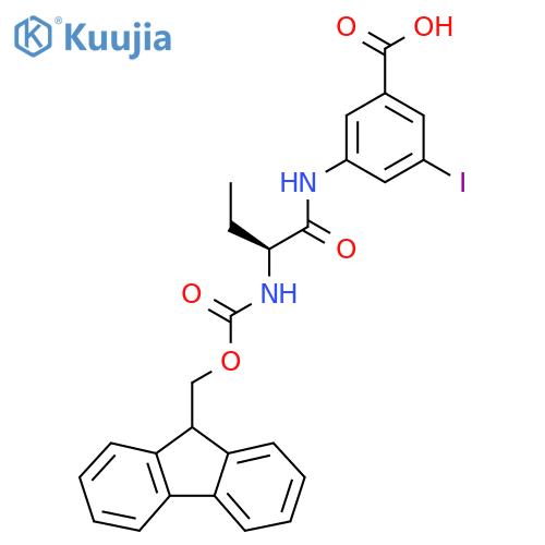 3-(2S)-2-({(9H-fluoren-9-yl)methoxycarbonyl}amino)butanamido-5-iodobenzoic acid structure