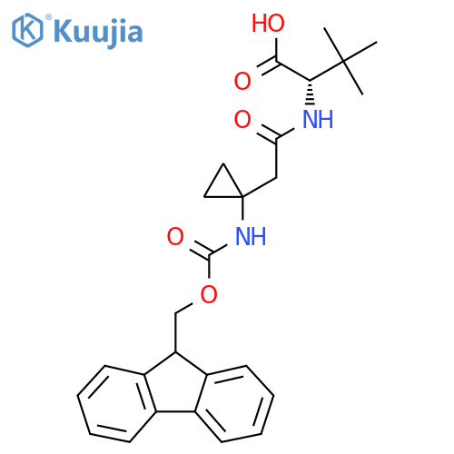 (2S)-2-{2-1-({(9H-fluoren-9-yl)methoxycarbonyl}amino)cyclopropylacetamido}-3,3-dimethylbutanoic acid structure