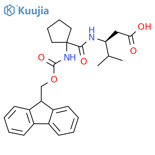 (3S)-3-{1-({(9H-fluoren-9-yl)methoxycarbonyl}amino)cyclopentylformamido}-4-methylpentanoic acid structure