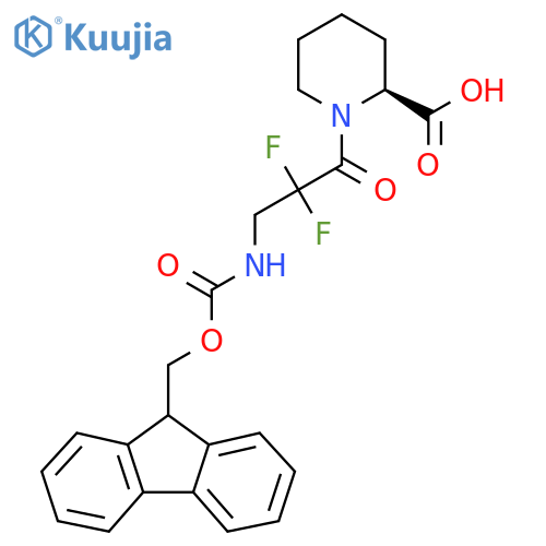 (2S)-1-3-({(9H-fluoren-9-yl)methoxycarbonyl}amino)-2,2-difluoropropanoylpiperidine-2-carboxylic acid structure