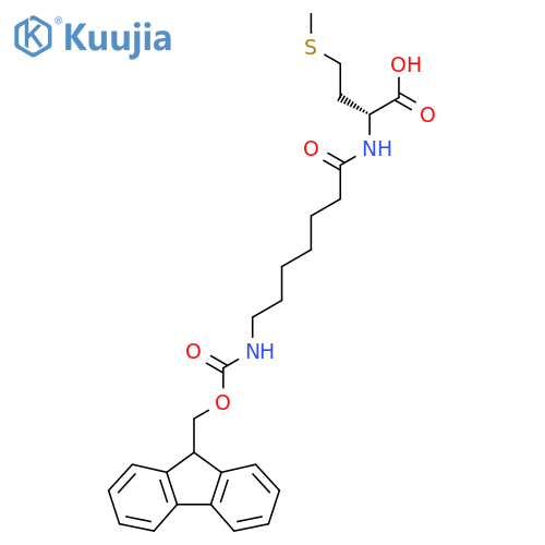 (2R)-2-7-({(9H-fluoren-9-yl)methoxycarbonyl}amino)heptanamido-4-(methylsulfanyl)butanoic acid structure