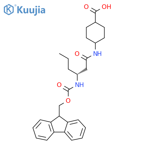 4-(3R)-3-({(9H-fluoren-9-yl)methoxycarbonyl}amino)hexanamidocyclohexane-1-carboxylic acid structure