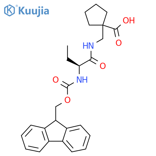 1-{(2S)-2-({(9H-fluoren-9-yl)methoxycarbonyl}amino)butanamidomethyl}cyclopentane-1-carboxylic acid structure