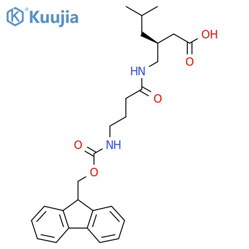 (3S)-3-{4-({(9H-fluoren-9-yl)methoxycarbonyl}amino)butanamidomethyl}-5-methylhexanoic acid structure