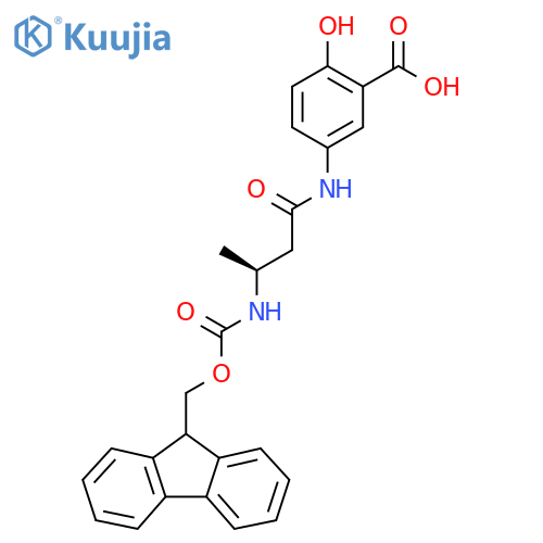 5-(3S)-3-({(9H-fluoren-9-yl)methoxycarbonyl}amino)butanamido-2-hydroxybenzoic acid structure
