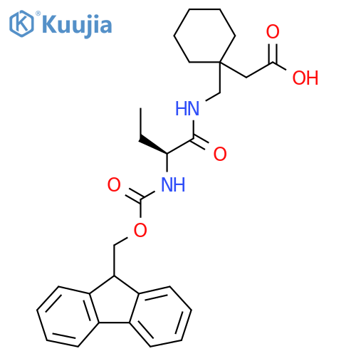 2-(1-{[(2S)-2-({[(9H-fluoren-9-yl)methoxy]carbonyl}amino)butanamido]methyl}cyclohexyl)acetic acid structure