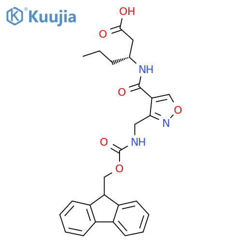 (3R)-3-({3-({(9H-fluoren-9-yl)methoxycarbonyl}amino)methyl-1,2-oxazol-4-yl}formamido)hexanoic acid structure
