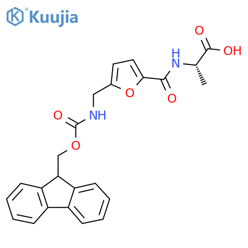 (2S)-2-({5-({(9H-fluoren-9-yl)methoxycarbonyl}amino)methylfuran-2-yl}formamido)propanoic acid structure