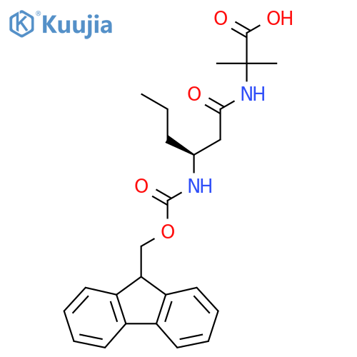 2-(3S)-3-({(9H-fluoren-9-yl)methoxycarbonyl}amino)hexanamido-2-methylpropanoic acid structure