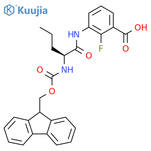 3-(2S)-2-({(9H-fluoren-9-yl)methoxycarbonyl}amino)pentanamido-2-fluorobenzoic acid structure