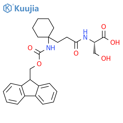 (2S)-2-{3-1-({(9H-fluoren-9-yl)methoxycarbonyl}amino)cyclohexylpropanamido}-3-hydroxypropanoic acid structure